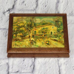 Vintage Reuge Swiss Musical Jewelry Box w/ Mirror & Velvet Lining Mazurka-Chopin